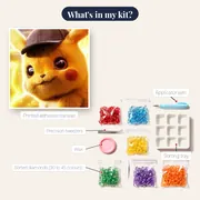 Pokémon Diamond Painting Detective Pikachu Blurry Investigation – kit contents