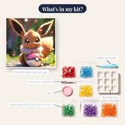 Pokémon Diamond Painting Eevee, Guardian of the Poké Ball – kit contents