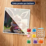 Diamond Painting Pokémon Eevee, Guardiano della Poké Ball – kit pronto per iniziare