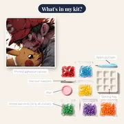 Pokémon Diamond Painting Ash and Pikachu, the Unbreakable Bond – kit contents