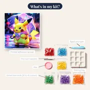 Pokémon Diamond Painting Pikachu Pink Rain – kit contents