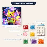 Diamond Painting Pokémon Pikachu sotto la Pioggia Rosa – contenuto del kit