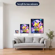 Diamond Painting Pokémon Pikachu sotto la Pioggia Rosa – misure disponibili