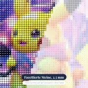 Diamond Painting Pokémon Pikachu im rosa Regen – Nahaufnahme der Steine