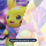 Diamond Painting Pokémon Pikachu sotto la Pioggia Rosa – primo piano dei diamanti