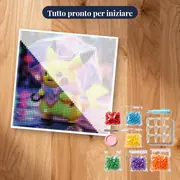 Diamond Painting Pokémon Pikachu sotto la Pioggia Rosa – kit pronto per iniziare