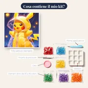 Diamond Painting Pokémon Pikachu Corsa sotto la Pioggia – contenuto del kit