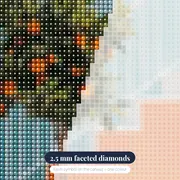 Potted Orange Tree on Blue Terrace Diamond Painting – diamond close-up