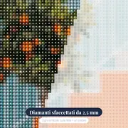 Arance in vaso su terrazza blu Diamond Painting – primo piano dei diamanti