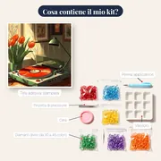 Giradischi vintage e tulipani rossi Diamond Painting – contenuto del kit