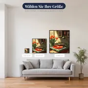 Retro-Plattenspieler und rote Tulpen Diamond Painting – verfügbare Größen