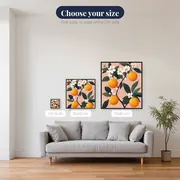 Orange Blossom Branch on Pink Background Diamond Painting – available sizes