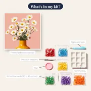 White Daisies in a Yellow Vase Diamond Painting – kit contents