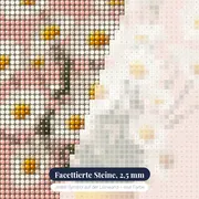 Weiße Gänseblümchen in einer gelben Vase Diamantmalerei – Nahaufnahme der Steine