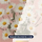 Margherite bianche in un vaso giallo Diamond Painting – primo piano dei diamanti