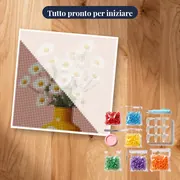 Margherite bianche in un vaso giallo Diamond Painting – kit pronto per iniziare