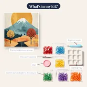 Autumn Road to Mount Fuji Diamond Painting – kit contents