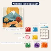 Herfstroute naar de Fuji-berg Diamantschilderij – inhoud van het pakket