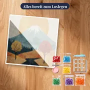 Herbststraße zum Berg Fuji Diamantmalerei – Set bereit zum Loslegen