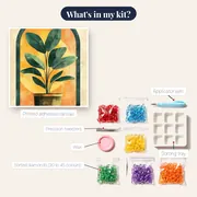 Textured Houseplant in an Arch Diamond Painting – kit contents