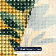 Strukturierte Zimmerpflanze im Bogen Diamond Painting – Nahaufnahme der Steine