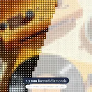 Yellow Record Player Breakfast with Croissants Diamond Painting – diamond close-up