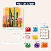 Saguaro Cactus Desert and Pink Dunes Diamond Painting – kit contents