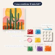 Deserto di cactus saguaro e dune rosa - Diamond Painting – contenuto del kit