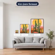 Saguaro-cactuswoestijn en roze duinen Diamond Painting – beschikbare formaten