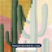 Deserto di cactus saguaro e dune rosa - Diamond Painting – primo piano dei diamanti