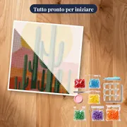 Deserto di cactus saguaro e dune rosa - Diamond Painting – kit pronto per iniziare