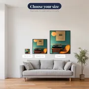 Vintage Turntable and Retro Orange Armchair Diamond Painting – available sizes