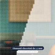 Giradischi vintage e poltrona arancione retrò Diamond Painting – primo piano dei diamanti