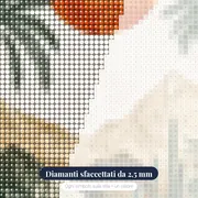 Oasi di palme in vaso e montagne desertiche Diamond Painting – primo piano dei diamanti