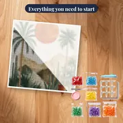 Potted Palm Oasis and Desert Mountains Diamond Painting – kit ready to start