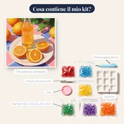 Bottiglia di succo e arance affettate Diamond Painting – contenuto del kit