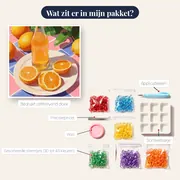 Sapfles en gesneden sinaasappels Diamond Painting – inhoud van het pakket