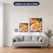 Saftflasche und geschnittene Orangen Diamantmalerei – verfügbare Größen