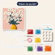 Large Bouquet of Daisies in a Yellow Vase Diamond Painting – kit contents