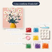 Grande mazzo di margherite in un vaso giallo Diamond Painting – contenuto del kit