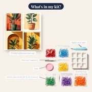Four Potted Green Plants Collage Diamond Painting – kit contents