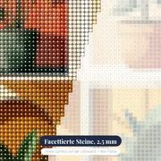 Collage aus vier Grünpflanzen in Töpfen Diamond Painting – Nahaufnahme der Steine