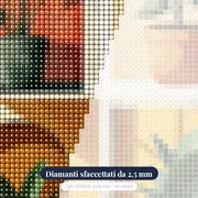 Collage di quattro piante verdi in vaso - Diamond Painting – primo piano dei diamanti