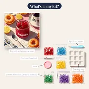 Homemade Strawberry Jam, Donuts &amp; Coffee Diamond Painting – kit contents