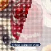 Diamantschilderij Zelfgemaakte Aardbeienjam, Donuts en Koffie – close-up van de steentjes