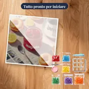 Marmellata di fragole fatta in casa, donuts e caffè Diamond Painting – kit pronto per iniziare