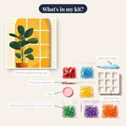 Minimalist Green Plant by the Window Diamond Painting – kit contents