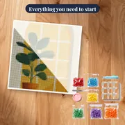 Minimalist Green Plant by the Window Diamond Painting – kit ready to start