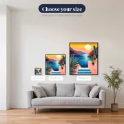 Blue Tile Staircase at Sunset Over the Sea Diamond Painting – available sizes