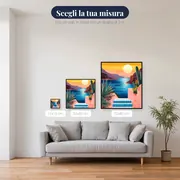 Scala di piastrelle blu al tramonto sul mare Diamond Painting – misure disponibili